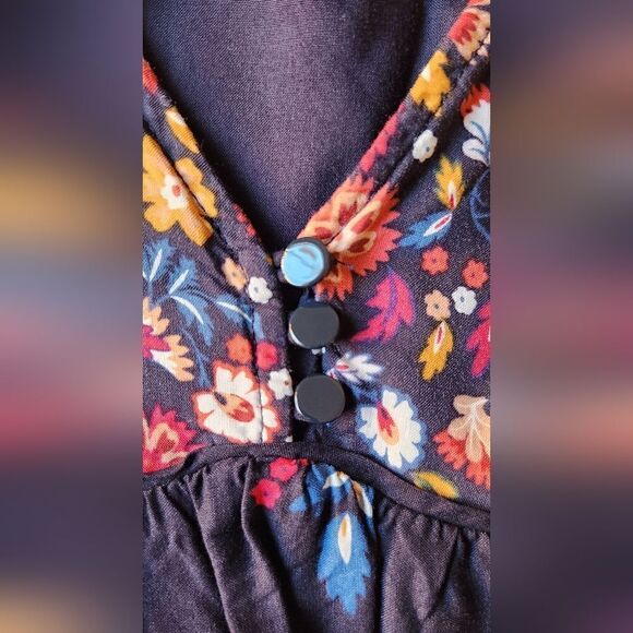 Sezane Daphna Navy Blue and Red Floral Dress - Picture 4 of 11